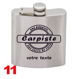 FLASQUE INOX GRAVEE MOTIF CARPE AVEC GRAVURE PERSONNALISEE