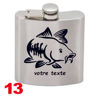 FLASQUE INOX GRAVEE MOTIF CARPE AVEC GRAVURE PERSONNALISEE