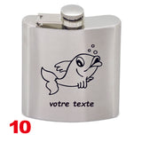 FLASQUE INOX GRAVEE MOTIF CARPE AVEC GRAVURE PERSONNALISEE